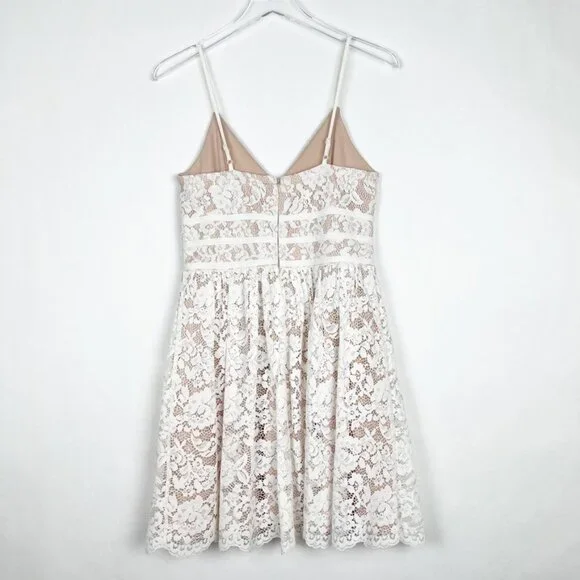 Lulus Wish Me Luxe Lace Skater Dress. White. Size M